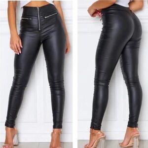 White Fox Faux Leather Pants